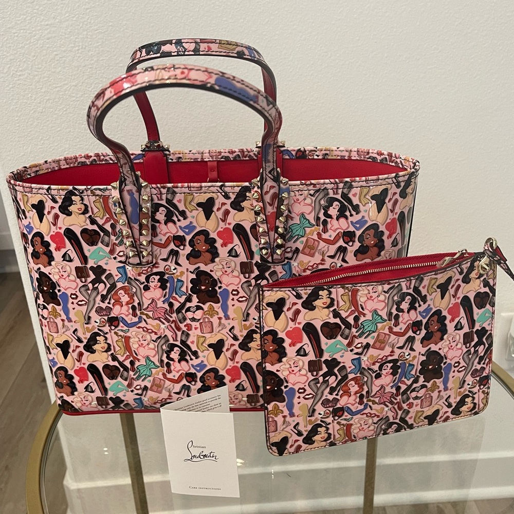 Christian Louboutin Patent Calfskin Small Dita Cabata Tote Red